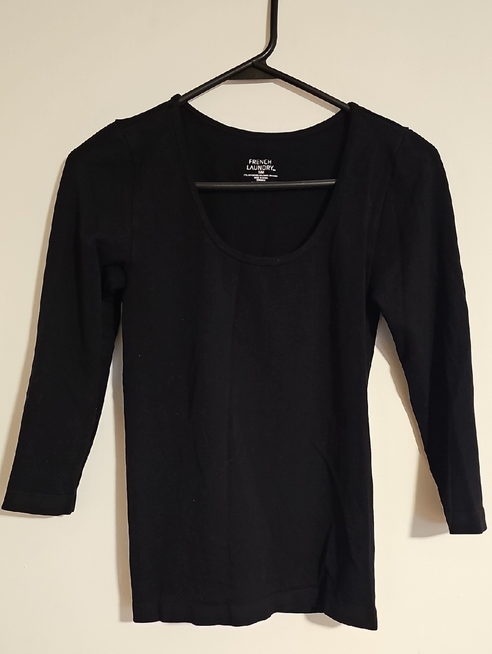 French Laundry Black Scoop Neck Long Sleeve Tee